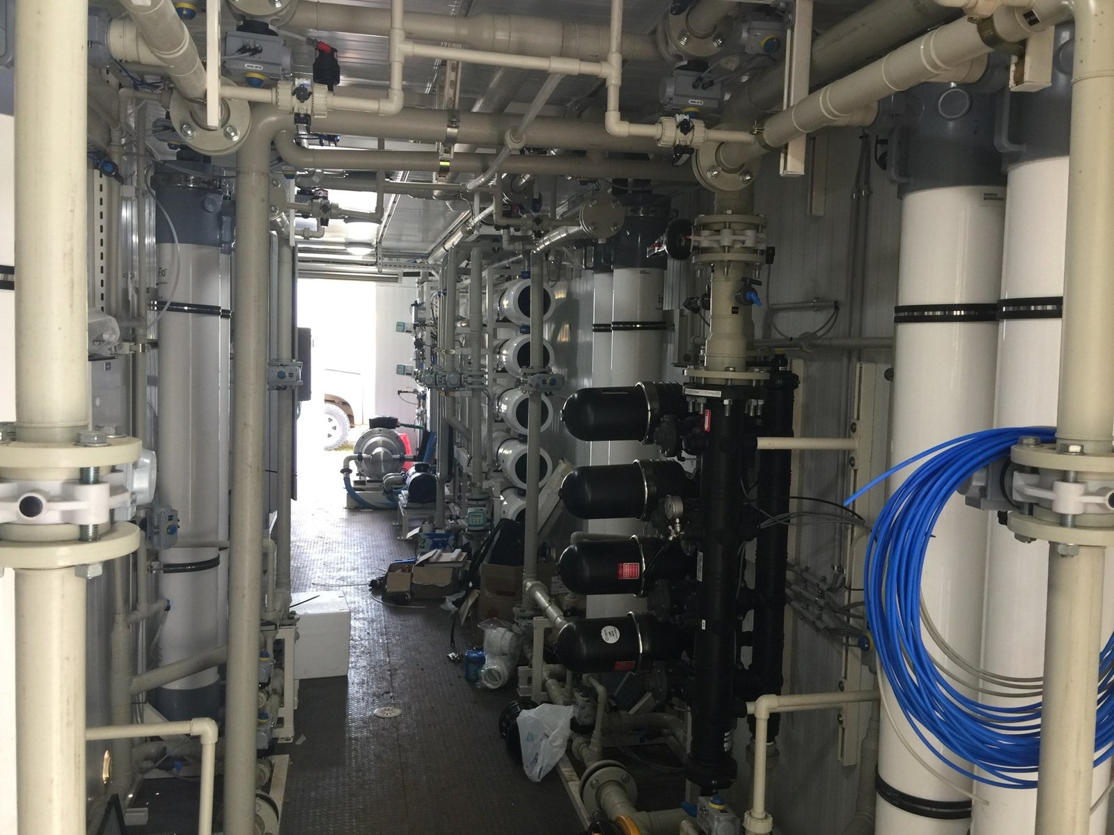Inside a module: treatment equipment, valves and interconnecting piping